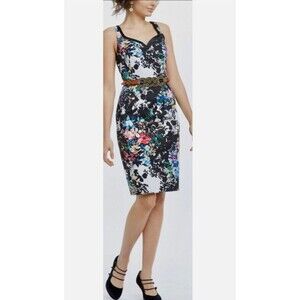 Leifnotes x Anthropologie CHROMA SHADOW Dress Size 8 Floral Sheath MIDI Fall